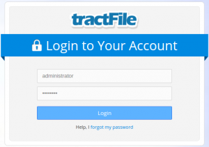 The login screen filled out with administrator credentials